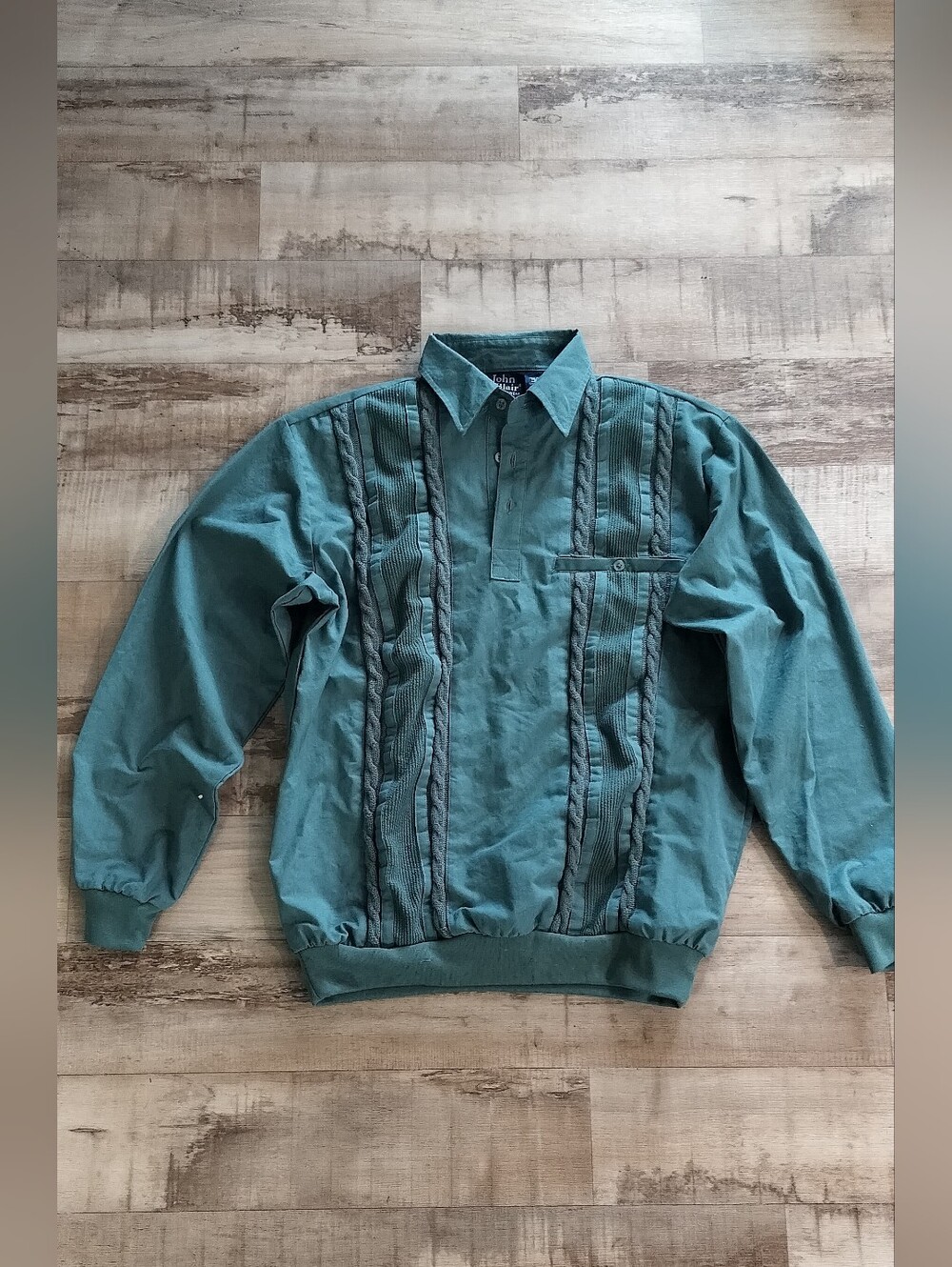 Men's Lightweight Teal Pullover Shirt Jacket with Collared Neck